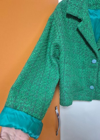 Düğmeli Yeşil Mini Kadın Blazer - Görsel 2