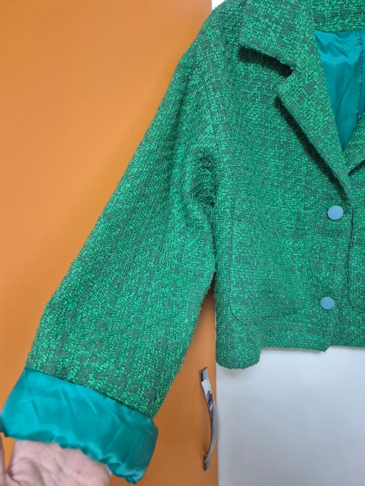 Düğmeli Yeşil Mini Kadın Blazer - Görsel 2