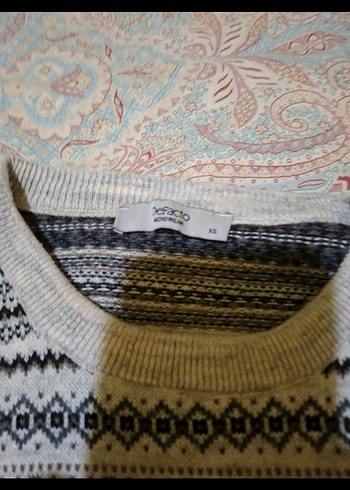 Gri Desenli Örgü Kadın Kazak - Görsel 2