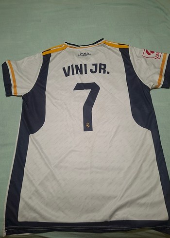 Beyaz Erkek Kısa Kollu real madrid vini jr 7 - Görsel 5