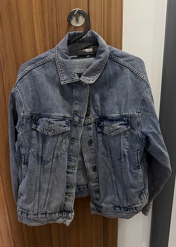 Gri Düğmeli Kadın Denim Ceket - Görsel 2