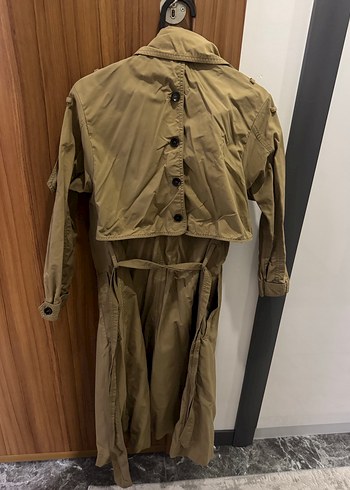 Bej Uzun Kadın Trençkot, Kemerli, Gevşek Kesim - Görsel 2