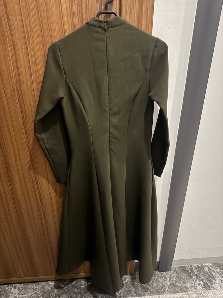 Kemerli Haki Kadın Uzun Kaban - Görsel 2