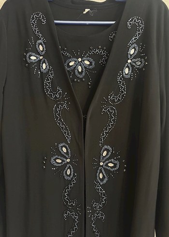 Uzun Kollu Siyah Nakışlı Tunik içli dışlı takım - Görsel 5