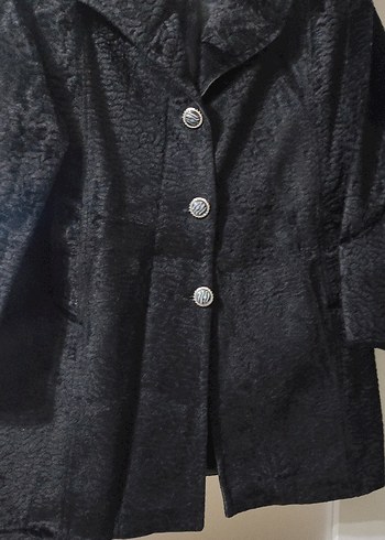 Düğmeli Siyah  Kaban - Görsel 7