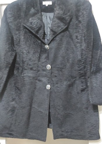 Düğmeli Siyah  Kaban - Görsel 6