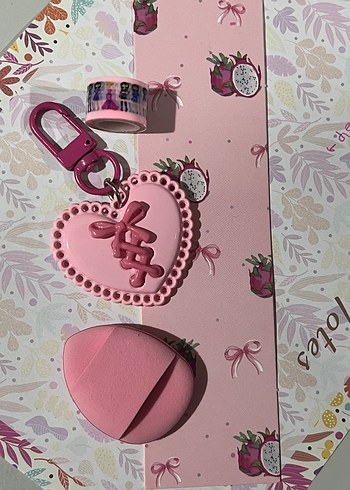 Dantel Detaylı Pembe Kalp Anahtarlık