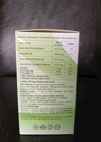 Beden HUMA Kalsiyum, Magnezyum & Vitamin B6 60 Tablet