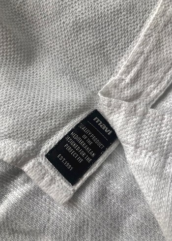 Mavi Beyaz Uzun Kollu Keten Gömlek - Görsel 2