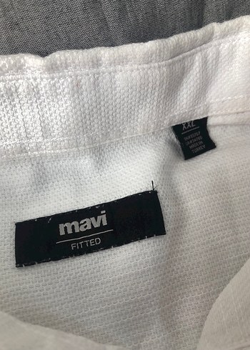 Mavi Beyaz Uzun Kollu Keten Gömlek - Görsel 7