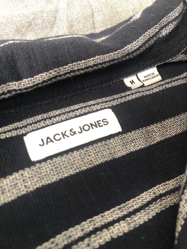 Jack&Jones Lacivert Çizgili Kısa Kollu Keten Gömlek - Görsel 3