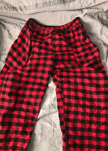 Kırmızı Ekoseli Rahat Pijama Altı - Görsel 15