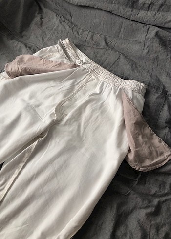 PULL&BEAR STWD Krem Baggy Keten Pantolon - Görsel 11