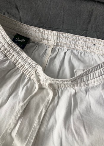 PULL&BEAR STWD Krem Baggy Keten Pantolon - Görsel 7