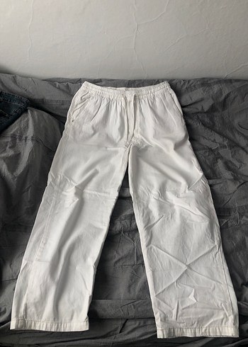 PULL&BEAR STWD Krem Baggy Keten Pantolon - Görsel 8