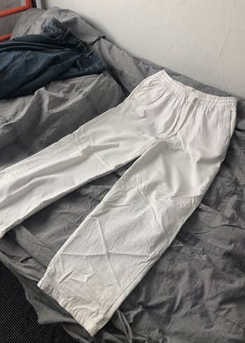 PULL&BEAR STWD Krem Baggy Keten Pantolon - Görsel 2