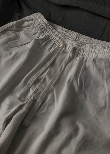 PULL&BEAR STWD Krem Baggy Keten Pantolon - Görsel 4
