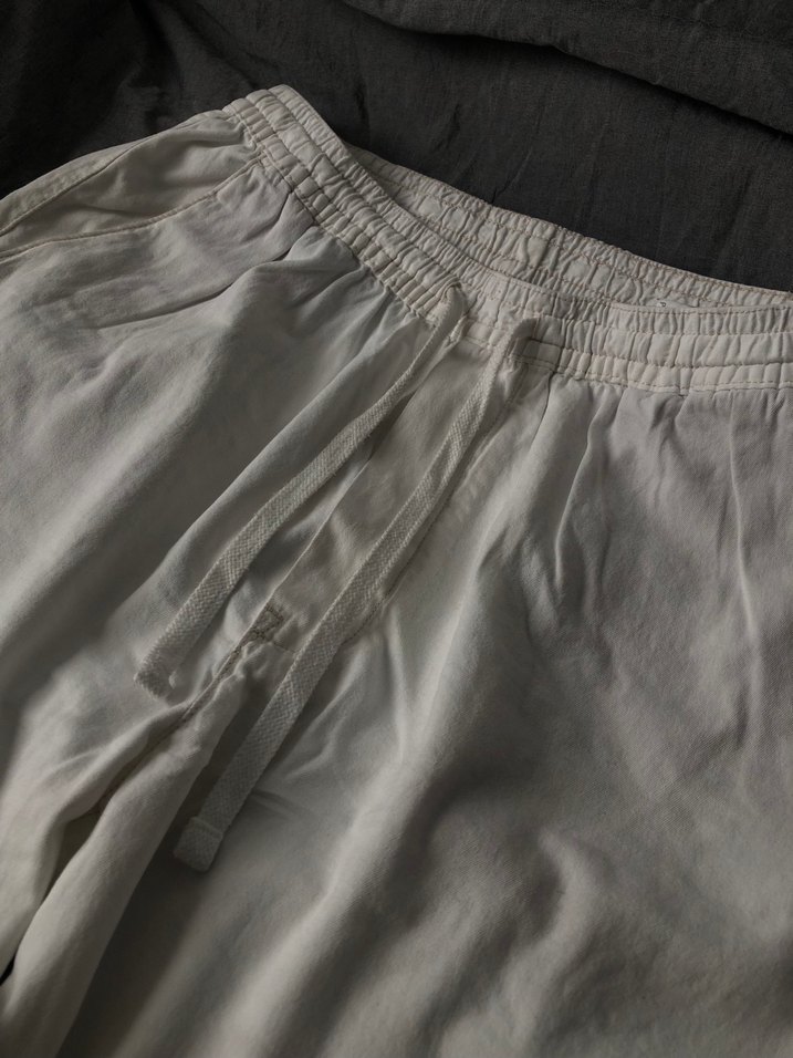 PULL&BEAR STWD Krem Baggy Keten Pantolon - Görsel 4
