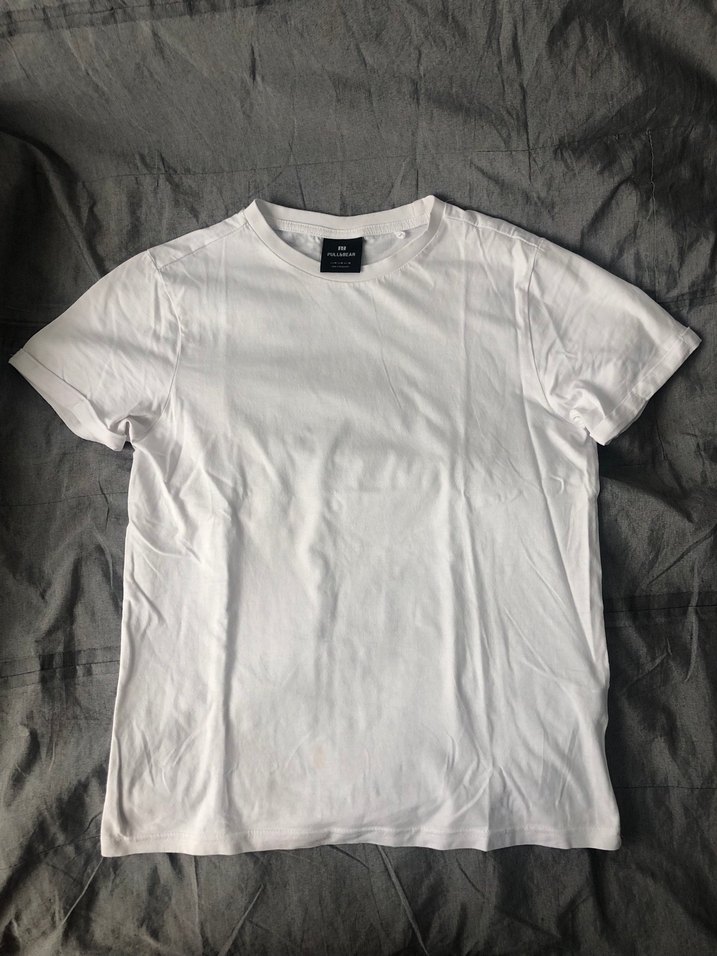 PULL&BEAR Beyaz Kısa Kollu Pamuklu Tişört - Görsel 3