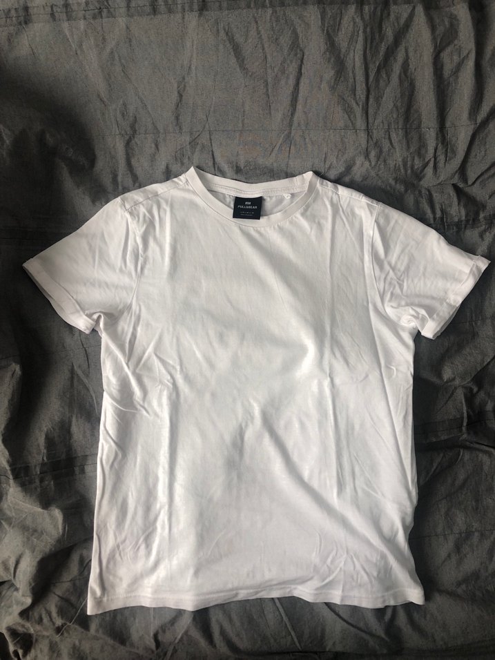 PULL&BEAR Beyaz Kısa Kollu Pamuklu Tişört - Görsel 5