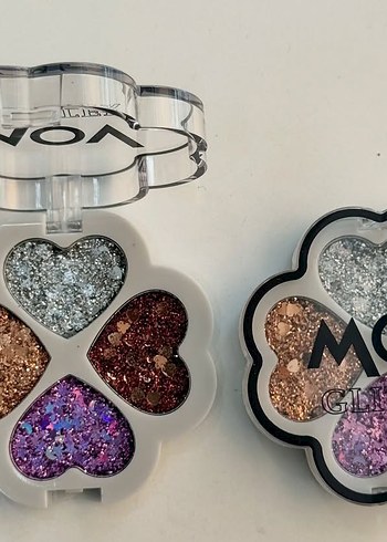 Çok Renkli Kalp Şeklinde Parıltılı Far Paleti - Görsel 3