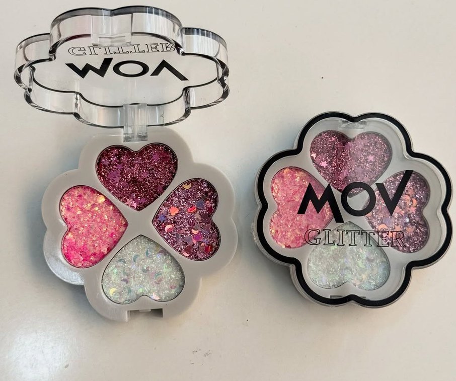 Çok Renkli Kalp Şeklinde Parıltılı Far Paleti - Görsel 2