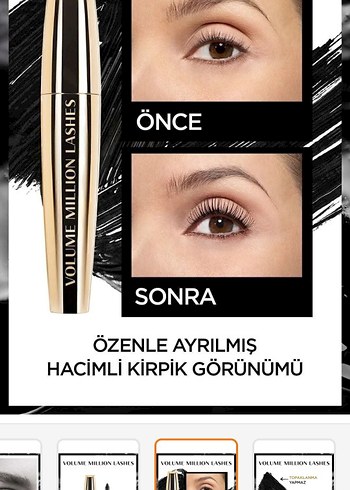 loreal paris Parlak Siyah Hacimli Maskara