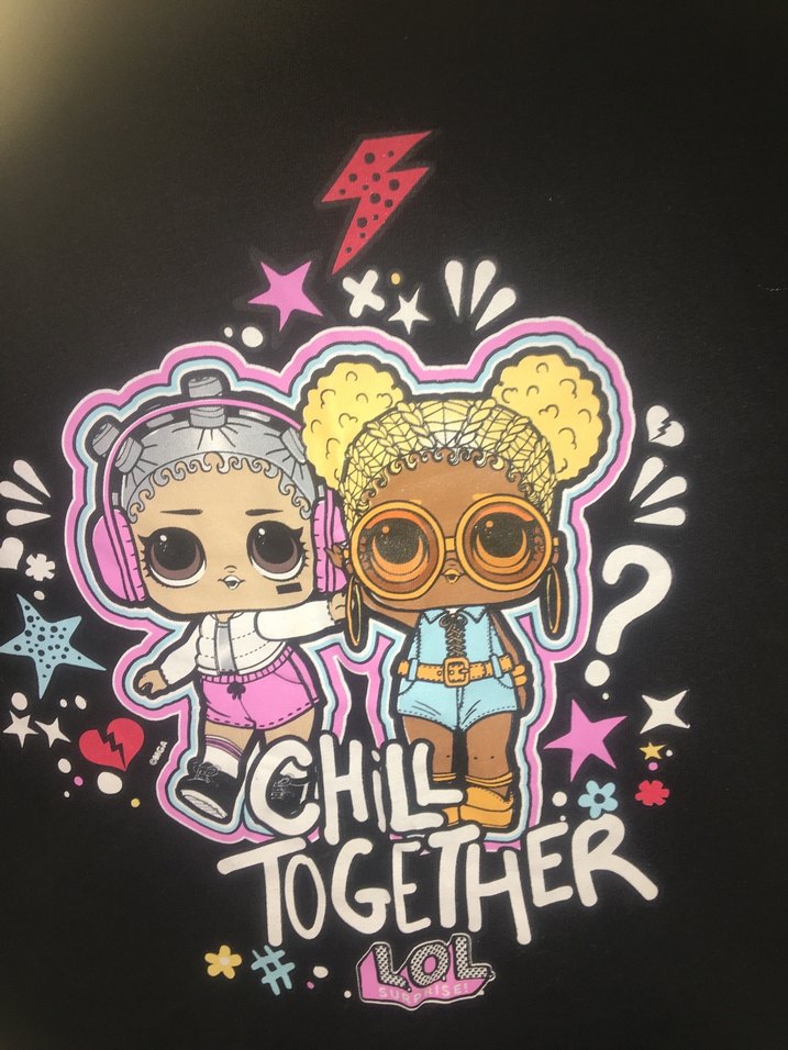 Kız Çocuk Siyah Baskılı Lol bebek t-shirt - Görsel 2