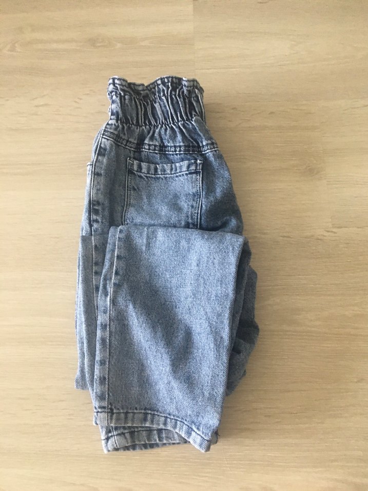 Kız çocuk bol kesim mavi-gri pantolon - Görsel 5