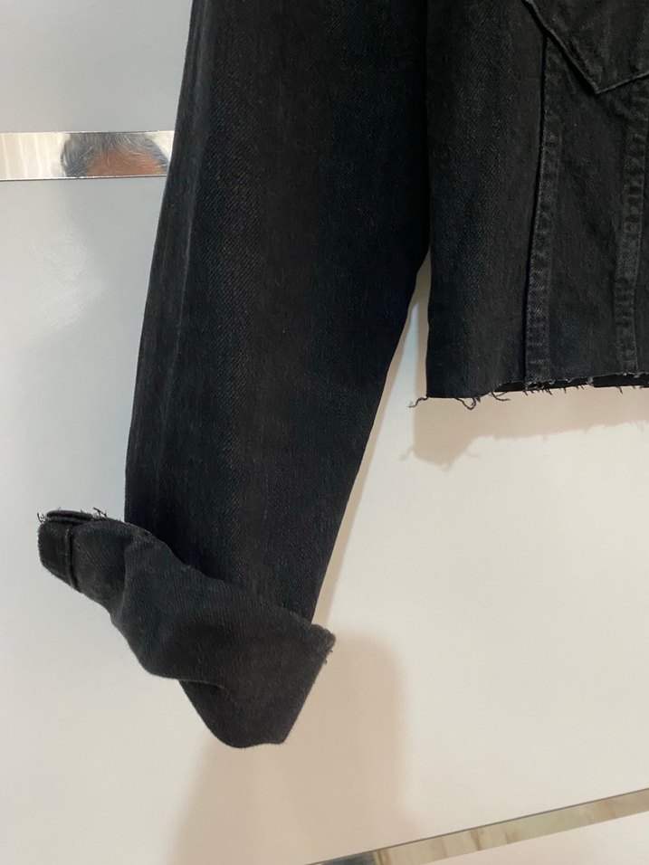 Kadın Siyah Denim Ceket Midi Boy - Görsel 3