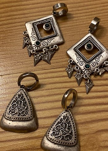 Diğer Tunel Piercing İcin Bohem Etnik Gumus Kupeler Tek Cift 300