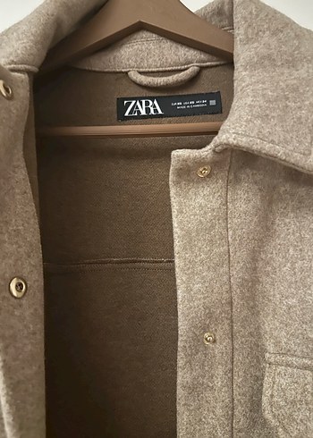 Zara Bej Düğmeli Midi Yün Kadın Kaban