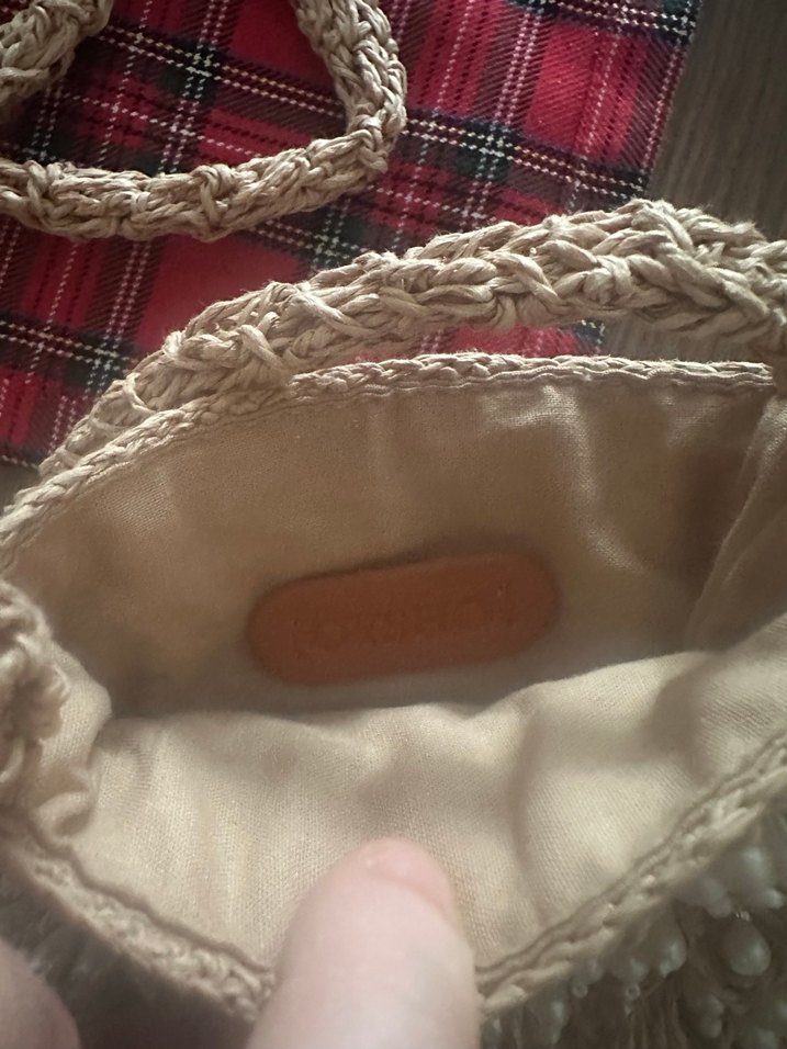 Boncuklu Bej Kadın Örgü Çapraz Çanta - Görsel 2