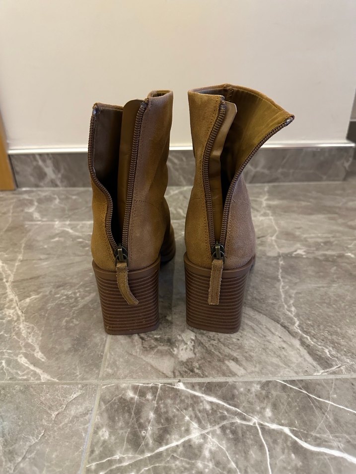 Kahverengi Süet Topuklu Kadın Bot - Görsel 2