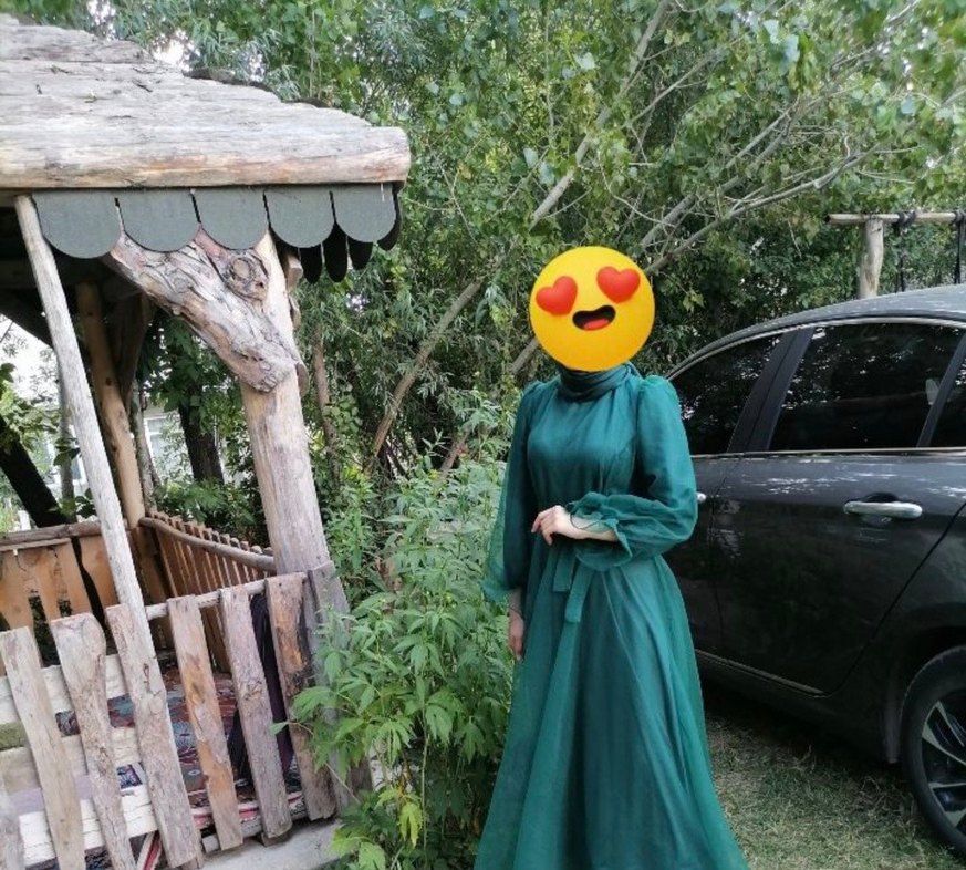 Uzun Kol Drapeli Yeşil Abiye Elbise - Görsel 3