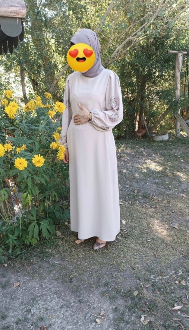 Gri Bağlama Desenli Uzun Salaş Elbise - Görsel 2