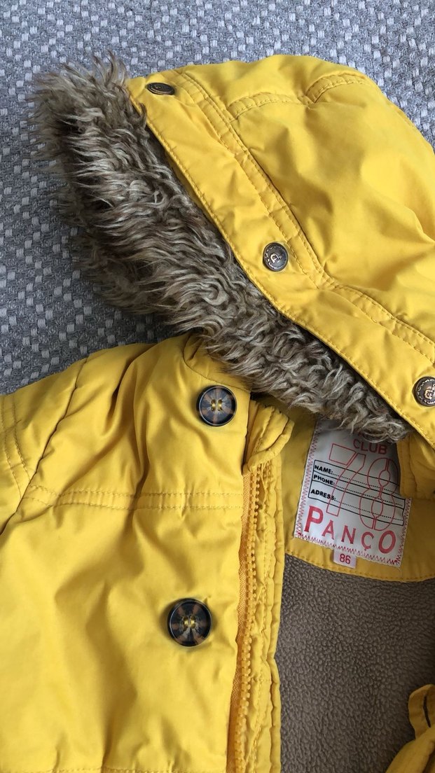 Panço marka Sarı Kapüşonlu Kürklü Erkek Çocuk Mont - Görsel 5