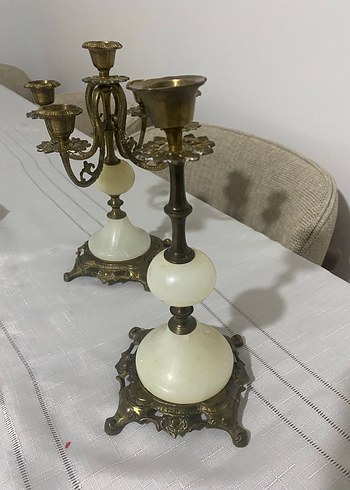 Beyaz ve Pirinç Şamdan Seti - Görsel 7