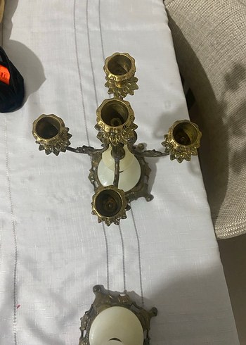 Beyaz ve Pirinç Şamdan Seti - Görsel 2