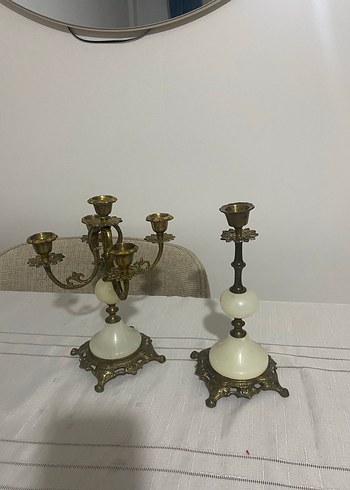 Beyaz ve Pirinç Şamdan Seti - Görsel 5