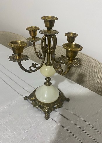 Beyaz ve Pirinç Şamdan Seti - Görsel 3