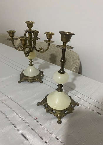 Beyaz ve Pirinç Şamdan Seti - Görsel 6