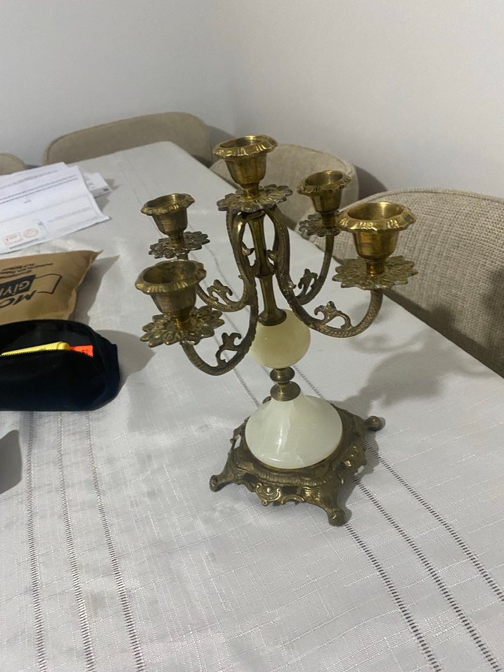 Beyaz ve Pirinç Şamdan Seti - Görsel 4