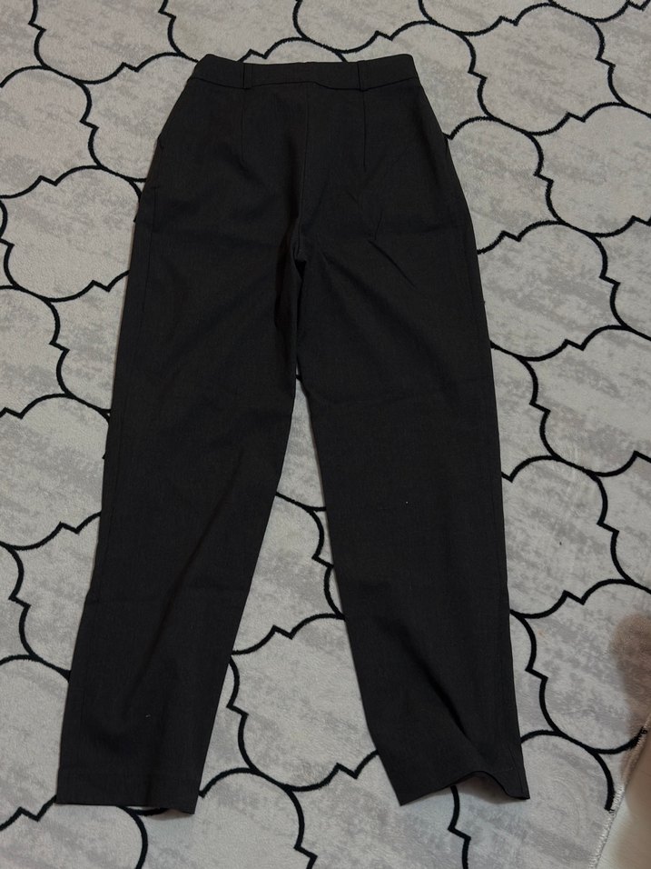 Gri Midi Kot Kumaş Kadın Pantolon - Görsel 3