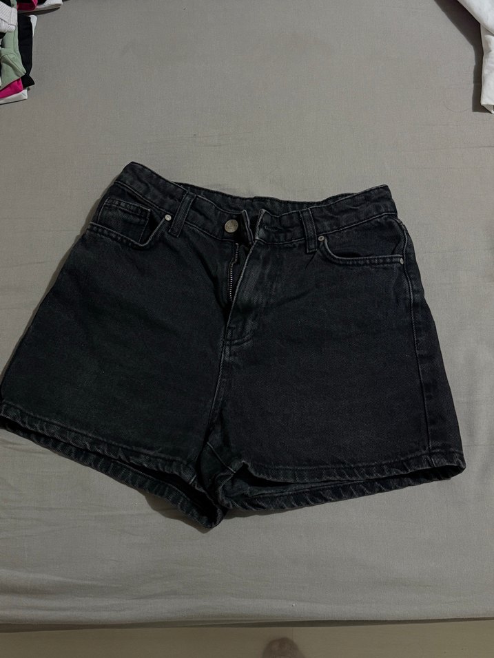 Siyah Denim Mini Şort Loose Fit - Görsel 3