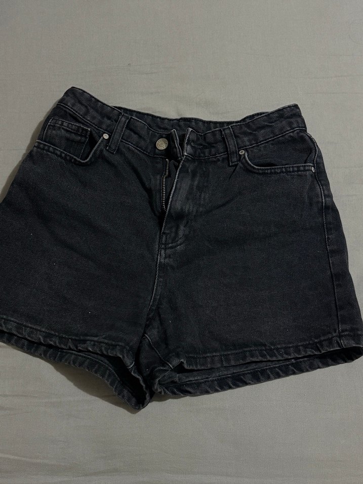 Siyah Denim Mini Şort Loose Fit - Görsel 2