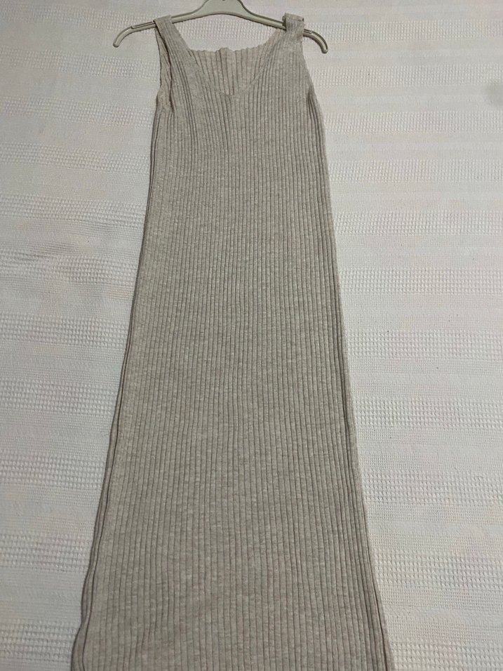 Gri Triko Uzun Elbise - Görsel 2