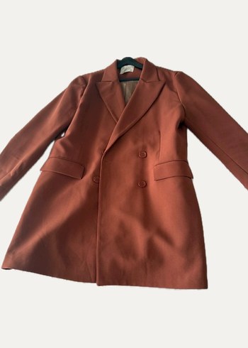 Zara Kiremit Tonlarinda Sik Uzun Blazer Ceket