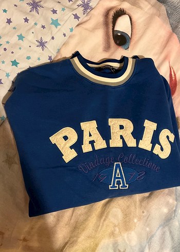 Mavi Baskılı Kadın Sweatshirt