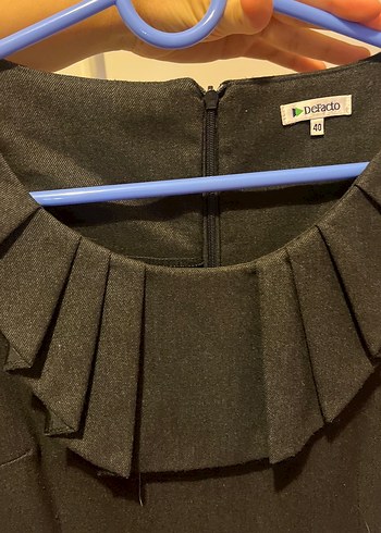 Deri Kemerli Siyah  Midi Elbise - Görsel 4